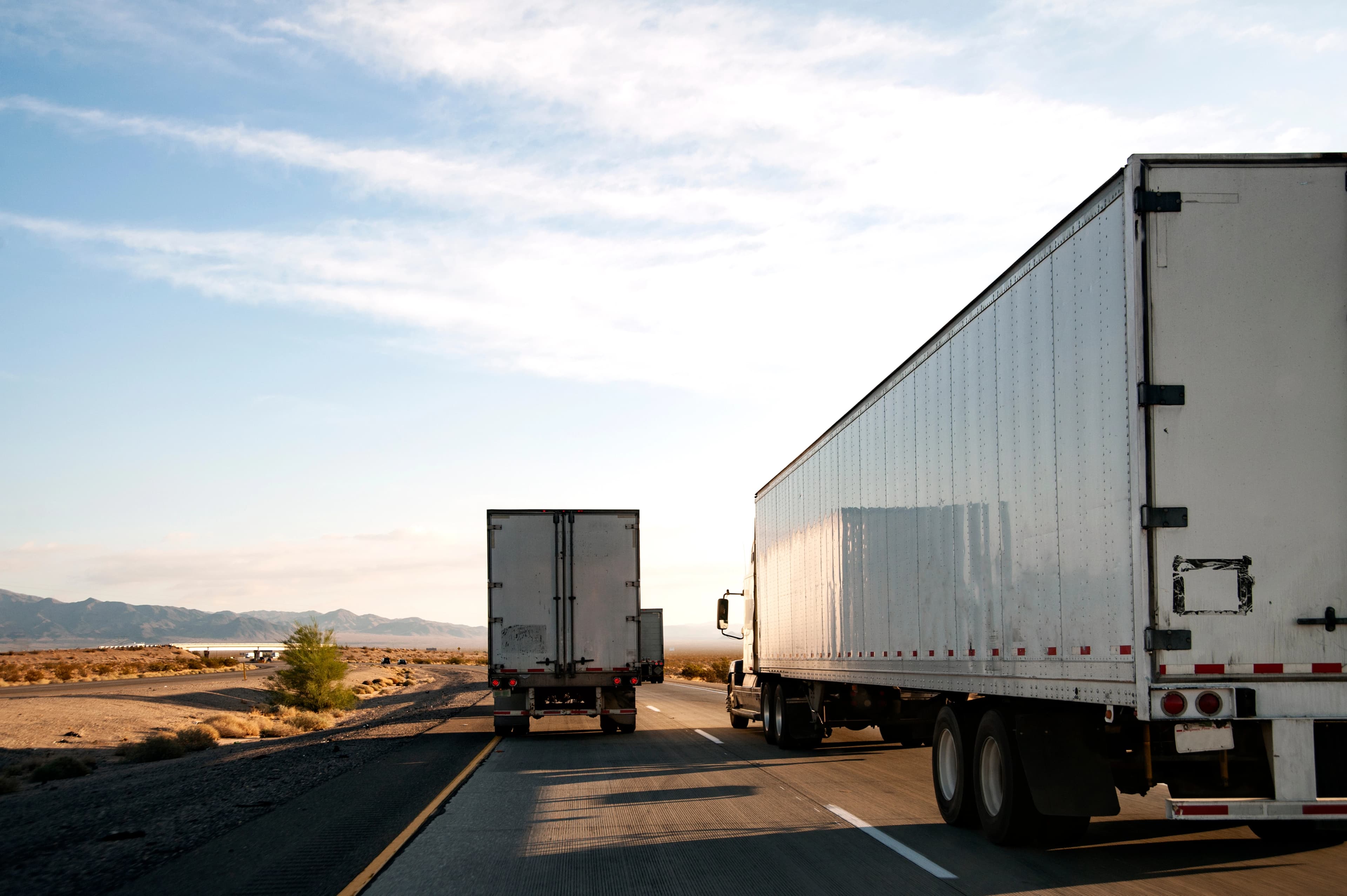 Commercial trucks on the highway